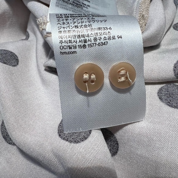 H&m Short Balloon-Sleeved Tunic Dress Beige And Black Dotted Size Medium NWT - Picture 10 of 12